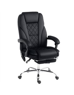 Vinsetto Heated Reclining Massaging Office Desk Chair with Footrest Massage Black