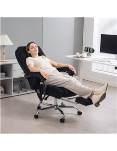 Vinsetto Heated Reclining Massaging Office Desk Chair with Footrest Massage Black 2