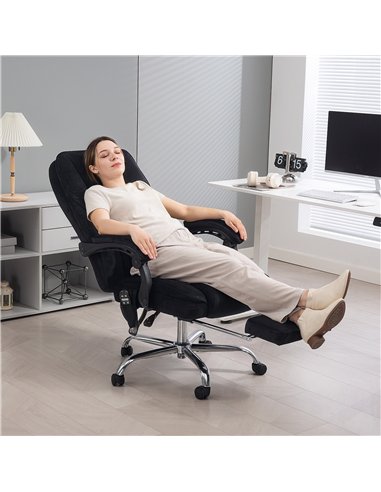 Vinsetto Heated Reclining Massaging Office Desk Chair with Footrest Massage Black