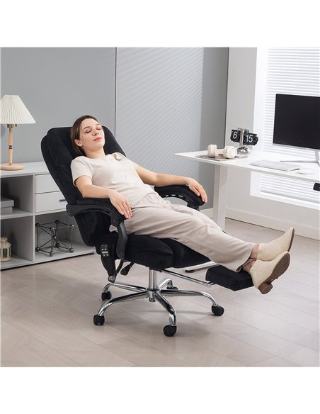 Vinsetto Heated Reclining Massaging Office Desk Chair with Footrest Massage Black - pic 177442 | FastDaddyshop