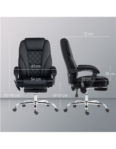 Vinsetto Heated Reclining Massaging Office Desk Chair with Footrest Massage Black