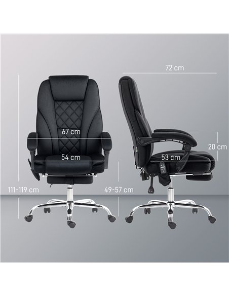 Vinsetto Heated Reclining Massaging Office Desk Chair with Footrest Massage Black - pic 177443 | FastDaddyshop