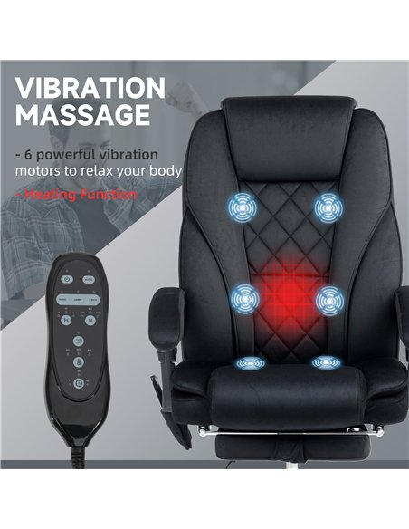 Vinsetto Heated Reclining Massaging Office Desk Chair with Footrest Massage Black - pic 177444 | FastDaddyshop