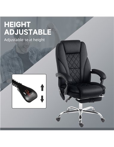 Vinsetto Heated Reclining Massaging Office Desk Chair with Footrest Massage Black