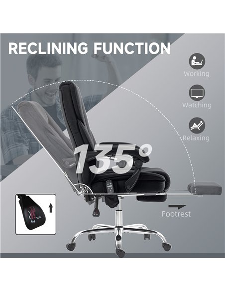 Vinsetto Heated Reclining Massaging Office Desk Chair with Footrest Massage Black - pic 177446 | FastDaddyshop