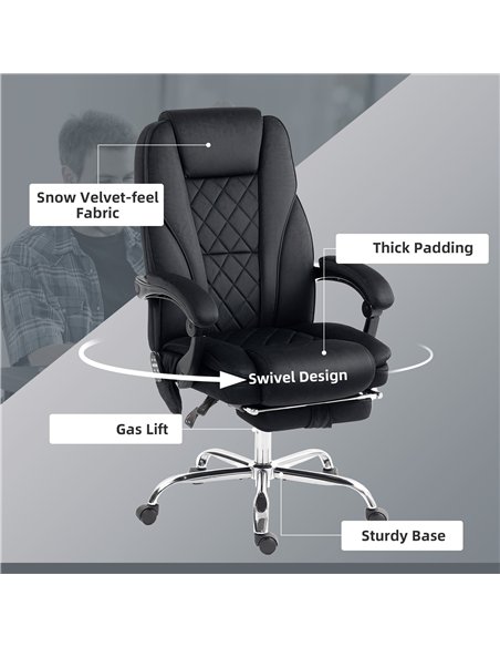Vinsetto Heated Reclining Massaging Office Desk Chair with Footrest Massage Black - pic 177447 | FastDaddyshop