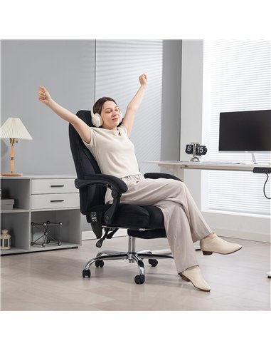 Vinsetto Heated Reclining Massaging Office Desk Chair with Footrest Massage Black
