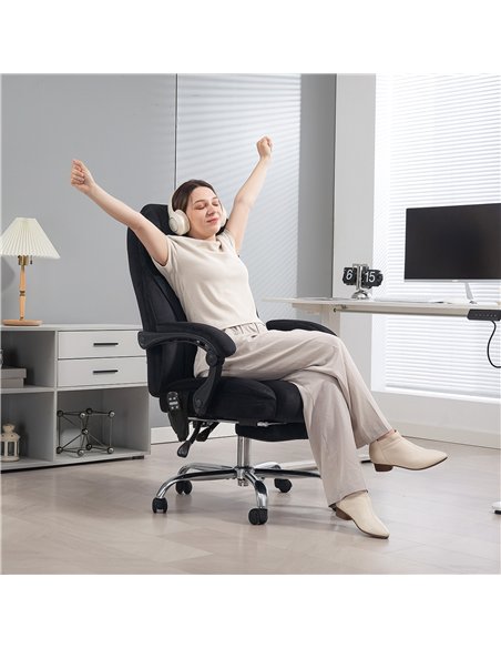 Vinsetto Heated Reclining Massaging Office Desk Chair with Footrest Massage Black - pic 177449 | FastDaddyshop