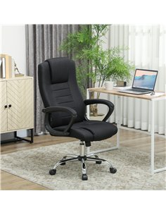 Vinsetto Linen-Look Swivel Office Chair - Black 2