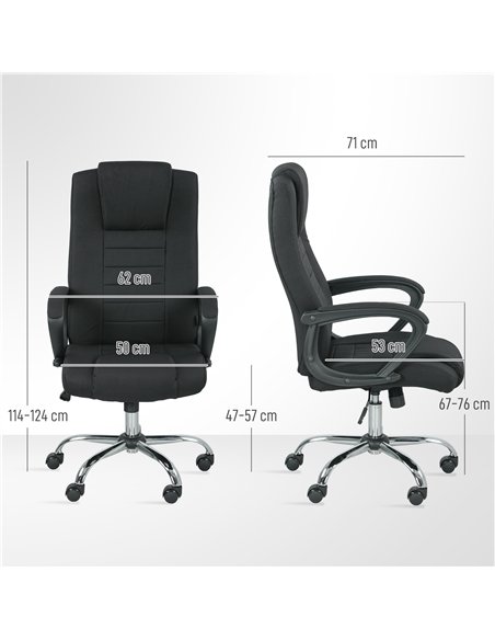 Vinsetto Linen-Look Swivel Office Chair - Black - pic 177452 | FastDaddyshop