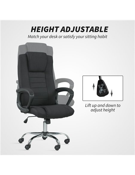 Vinsetto Linen-Look Swivel Office Chair - Black - pic 177453 | FastDaddyshop