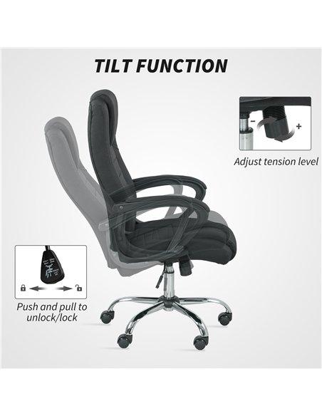 Vinsetto Linen-Look Swivel Office Chair - Black - pic 177455 | FastDaddyshop