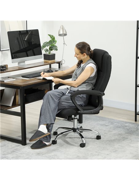 Vinsetto Linen-Look Swivel Office Chair - Black - pic 177457 | FastDaddyshop