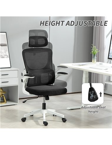 Vinsetto Ergonomic Office Chair, High Back Mesh Computer Desk Chair with Adjustable Headrest and Lumbar Support, Rotatable Armre