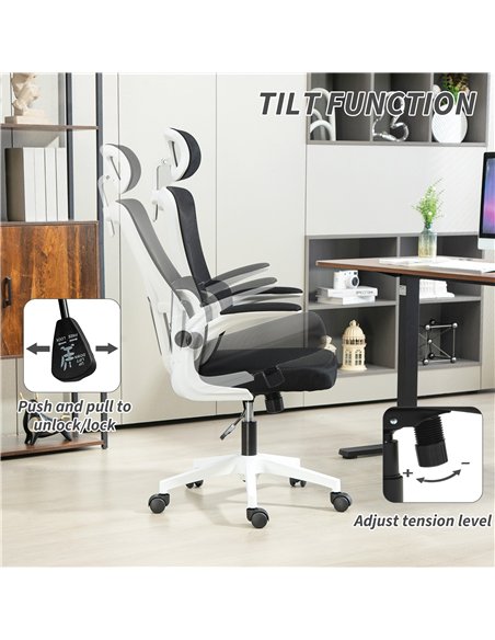 Vinsetto Ergonomic Office Chair, High Back Mesh Computer Desk Chair with Adjustable Headrest and Lumbar Support, Rotatable Armre - pic 177463 | FastDaddyshop