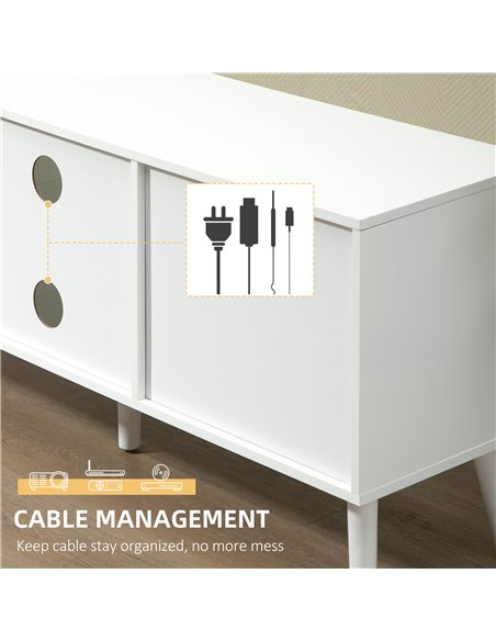 Homcom 1100mm Fabric Drawer TV Stand with Shelves, White & Grey - pic 17747 | FastDaddyshop