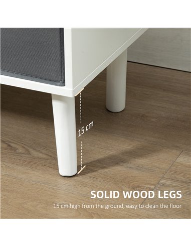 Homcom 1100mm Fabric Drawer TV Stand with Shelves, White & Grey