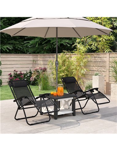 Outsunny Zero Gravity Chair Set of 2, Metal Frame Texteline Armchair Outdoor Folding and Reclining Sun Lounger with Head Pillow 