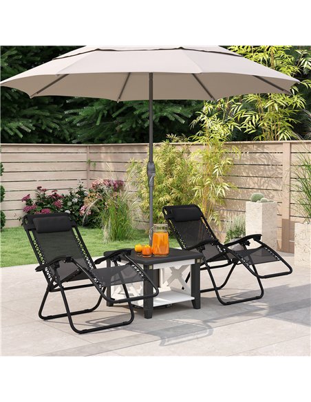 Outsunny Zero Gravity Chair Set of 2, Metal Frame Texteline Armchair Outdoor Folding and Reclining Sun Lounger with Head Pillow  - pic 177487 | FastDaddyshop