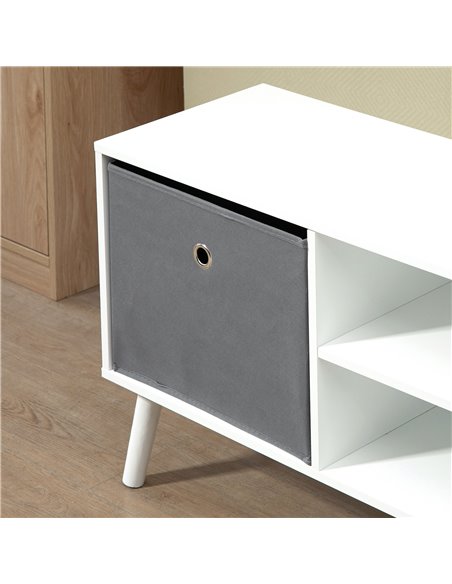 Homcom 1100mm Fabric Drawer TV Stand with Shelves, White & Grey - pic 17750 | FastDaddyshop
