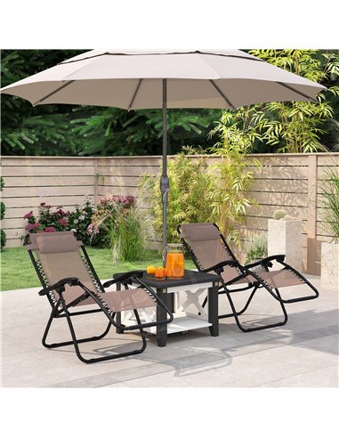 Outsunny Zero Gravity Chair Set of 2, Metal Frame Texteline Armchair Outdoor Folding and Reclining Sun Lounger with Head Pillow 
