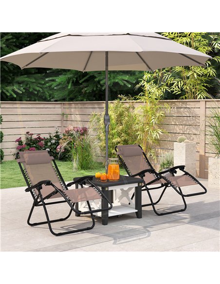 Outsunny Zero Gravity Chair Set of 2, Metal Frame Texteline Armchair Outdoor Folding and Reclining Sun Lounger with Head Pillow  - pic 177505 | FastDaddyshop
