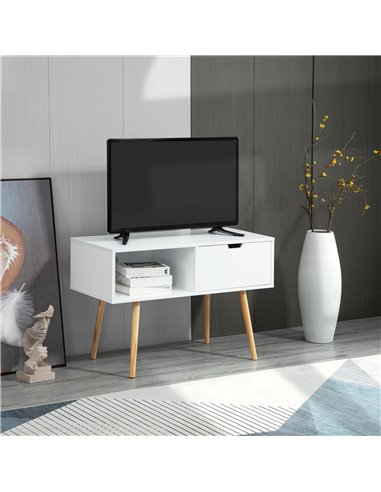 Homcom 900mm Boxy TV Stand with Storage, White