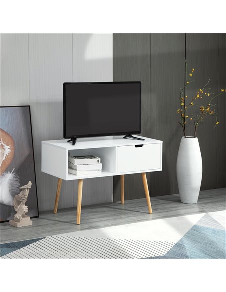 Homcom 900mm Boxy TV Stand with Storage, White - pic 17751 | FastDaddyshop