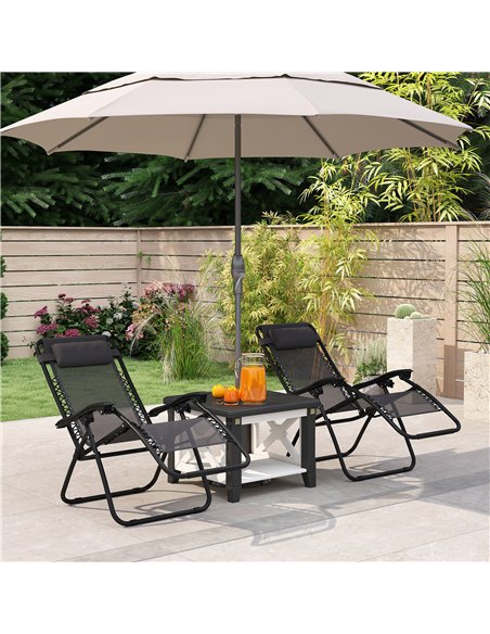 Outsunny Zero Gravity Chair Set of 2, Metal Frame Texteline Armchair Outdoor Folding and Reclining Sun Lounger with Head Pillow  - pic 177514 | FastDaddyshop