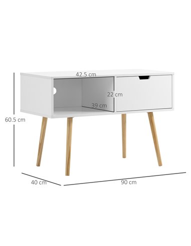Homcom 900mm Boxy TV Stand with Storage, White