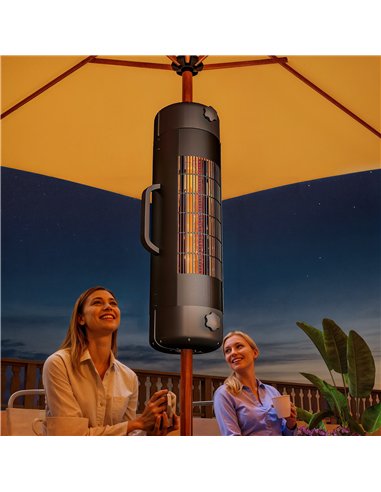 Outsunny Electric Umbrella Parasol Mounted Patio Heater for 25-70 mm Poles, 2000 W Outdoor Garden Heater with 2 Heat Setting, 6 