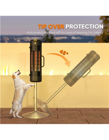Outsunny Electric Umbrella Parasol Mounted Patio Heater for 25-70 mm Poles, 2000 W Outdoor Garden Heater with 2 Heat Setting, 6 