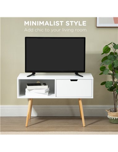 Homcom 900mm Boxy TV Stand with Storage, White