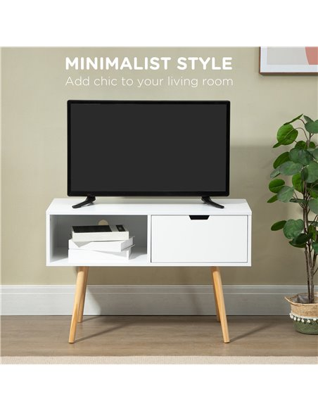 Homcom 900mm Boxy TV Stand with Storage, White - pic 17753 | FastDaddyshop