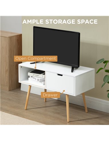 Homcom 900mm Boxy TV Stand with Storage, White