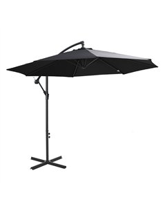 Outsunny 2.45m Overhanging Cantilever Parasol, Heavy Duty Waterproof Garden Umbrella with Cross Base, Black