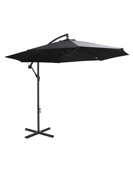 Outsunny 2.45m Overhanging Cantilever Parasol, Heavy Duty Waterproof Garden Umbrella with Cross Base, Black - pic 177540 | FastDaddyshop