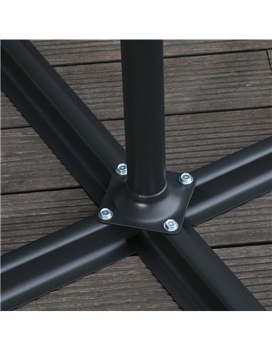 Outsunny 2.45m Overhanging Cantilever Parasol, Heavy Duty Waterproof Garden Umbrella with Cross Base, Black