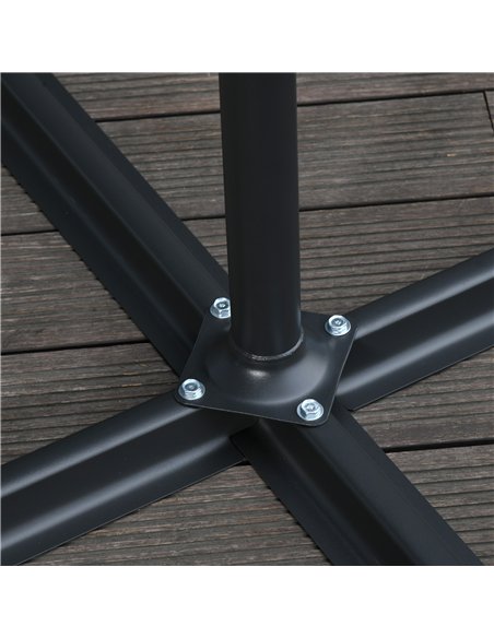 Outsunny 2.45m Overhanging Cantilever Parasol, Heavy Duty Waterproof Garden Umbrella with Cross Base, Black - pic 177547 | FastDaddyshop