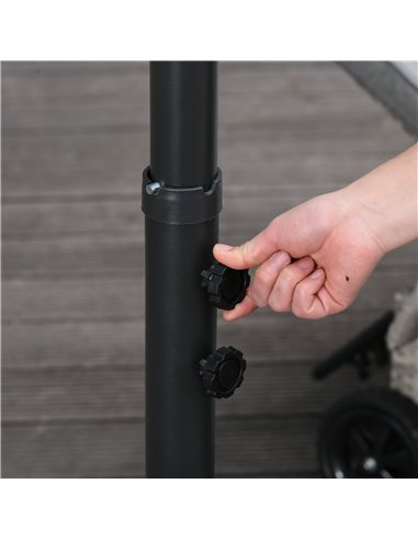 Outsunny 2.45m Overhanging Cantilever Parasol, Heavy Duty Waterproof Garden Umbrella with Cross Base, Black