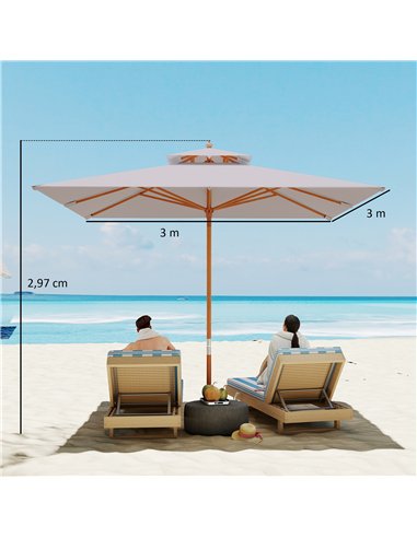 Outsunny 3 m Square Canopy Parasol - Grey