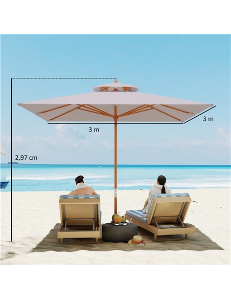 Outsunny 3 m Square Canopy Parasol - Grey - pic 177551 | FastDaddyshop