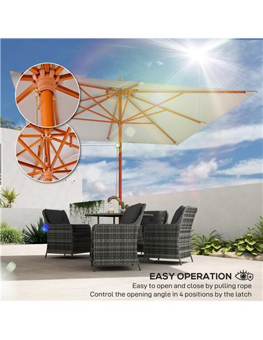 Outsunny 3 m Square Canopy Parasol - Grey