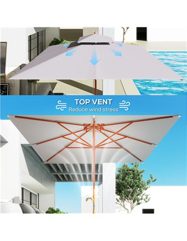 Outsunny 3 m Square Canopy Parasol - Grey