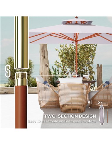 Outsunny 3 m Square Canopy Parasol - Grey