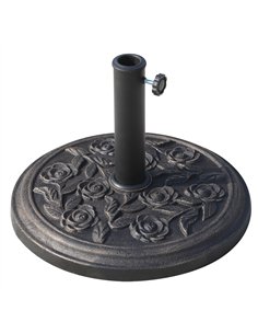 Outsunny 9kg Garden Parasol Base, Round Resin Cast Iron Effect Sun Umbrella Base, Outdoor Umbrella Stand for 38mm or 48mm Outdoo