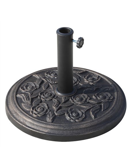Outsunny 9kg Garden Parasol Base, Round Resin Cast Iron Effect Sun Umbrella Base, Outdoor Umbrella Stand for 38mm or 48mm Outdoo - pic 177558 | FastDaddyshop