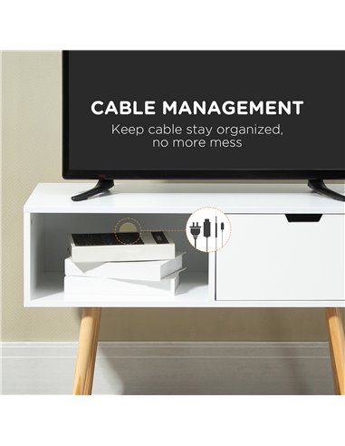 Homcom 900mm Boxy TV Stand with Storage, White