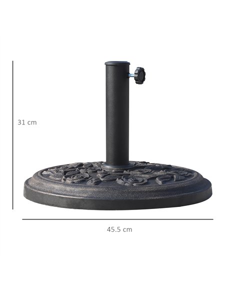 Outsunny 9kg Garden Parasol Base, Round Resin Cast Iron Effect Sun Umbrella Base, Outdoor Umbrella Stand for 38mm or 48mm Outdoo - pic 177560 | FastDaddyshop
