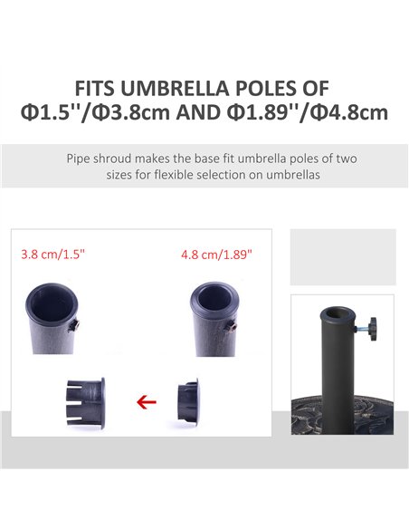 Outsunny 9kg Garden Parasol Base, Round Resin Cast Iron Effect Sun Umbrella Base, Outdoor Umbrella Stand for 38mm or 48mm Outdoo - pic 177563 | FastDaddyshop